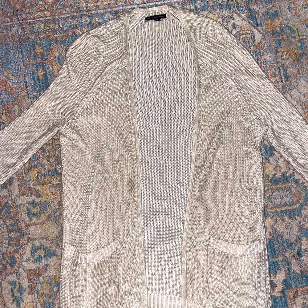 American Eagle Oatmeal Knit Long Cardigan With Pockets